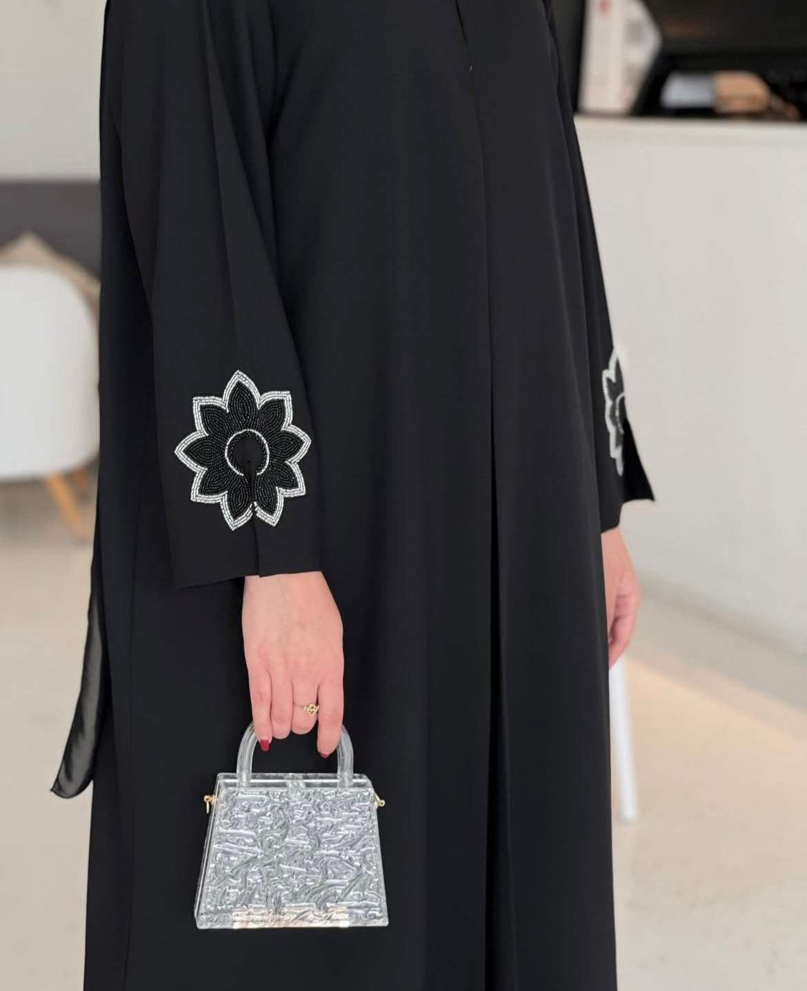 Simple Abaya with unique details on sleeve