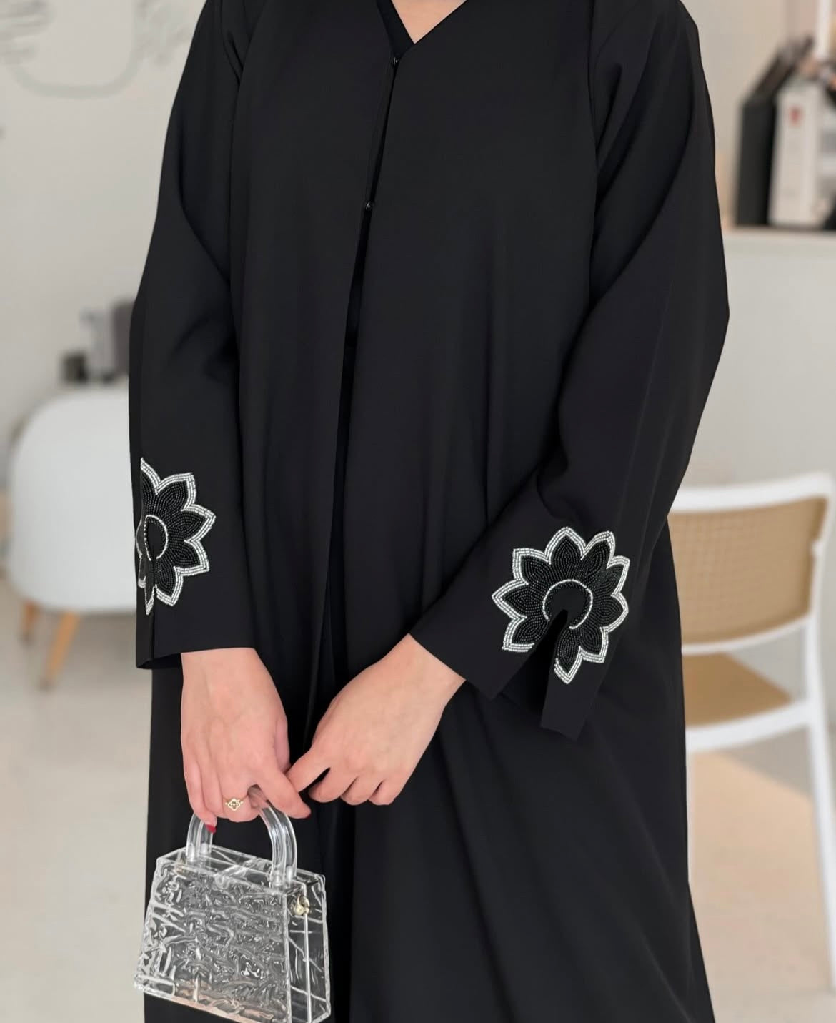 Simple Abaya with unique details on sleeve