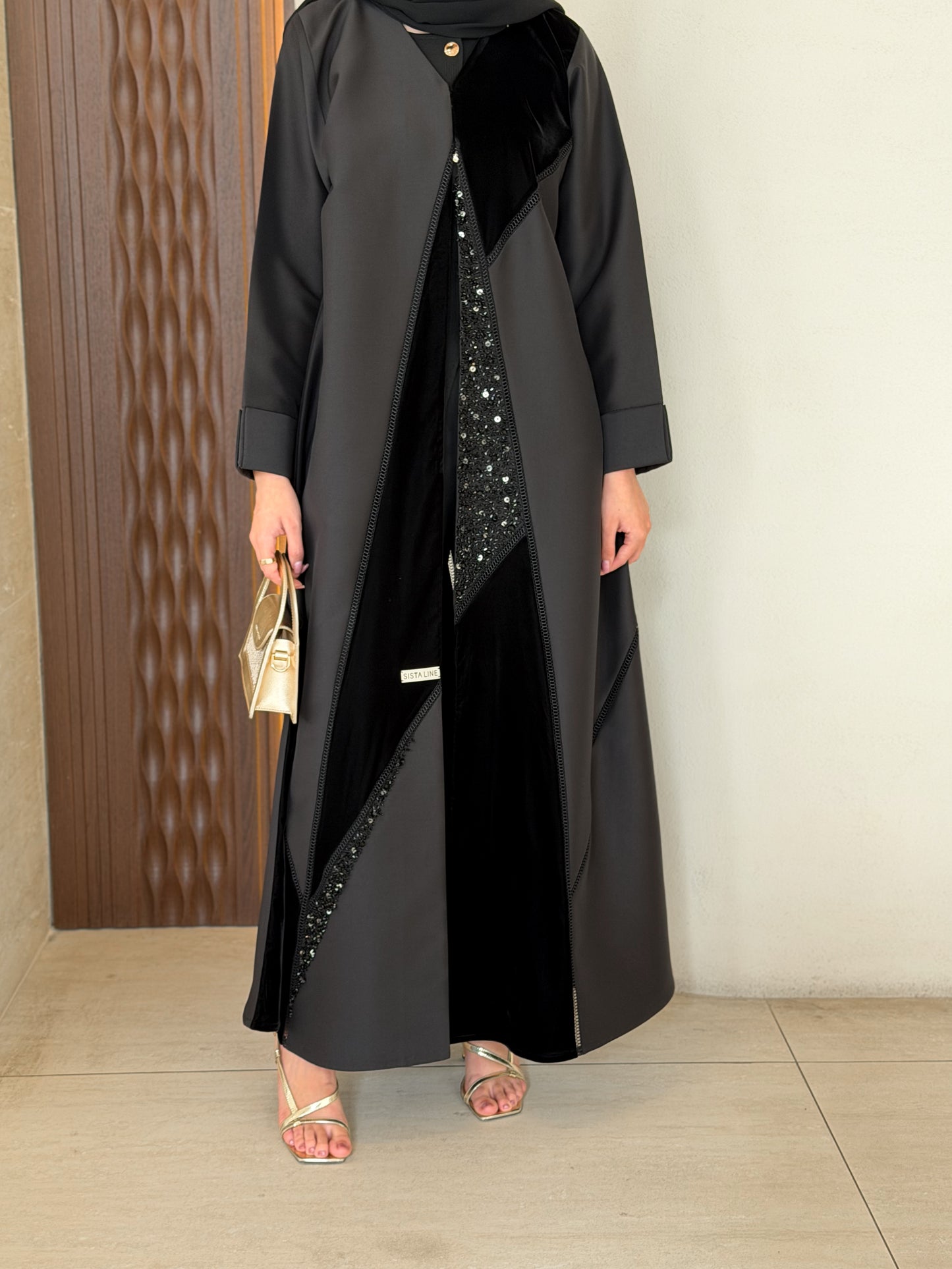 Elegant black embellishments abaya
