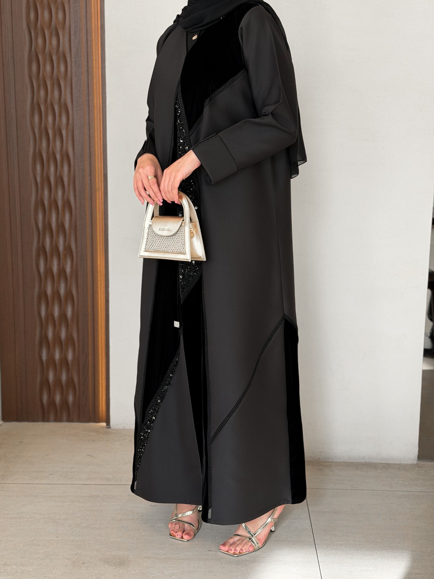 Elegant black embellishments abaya
