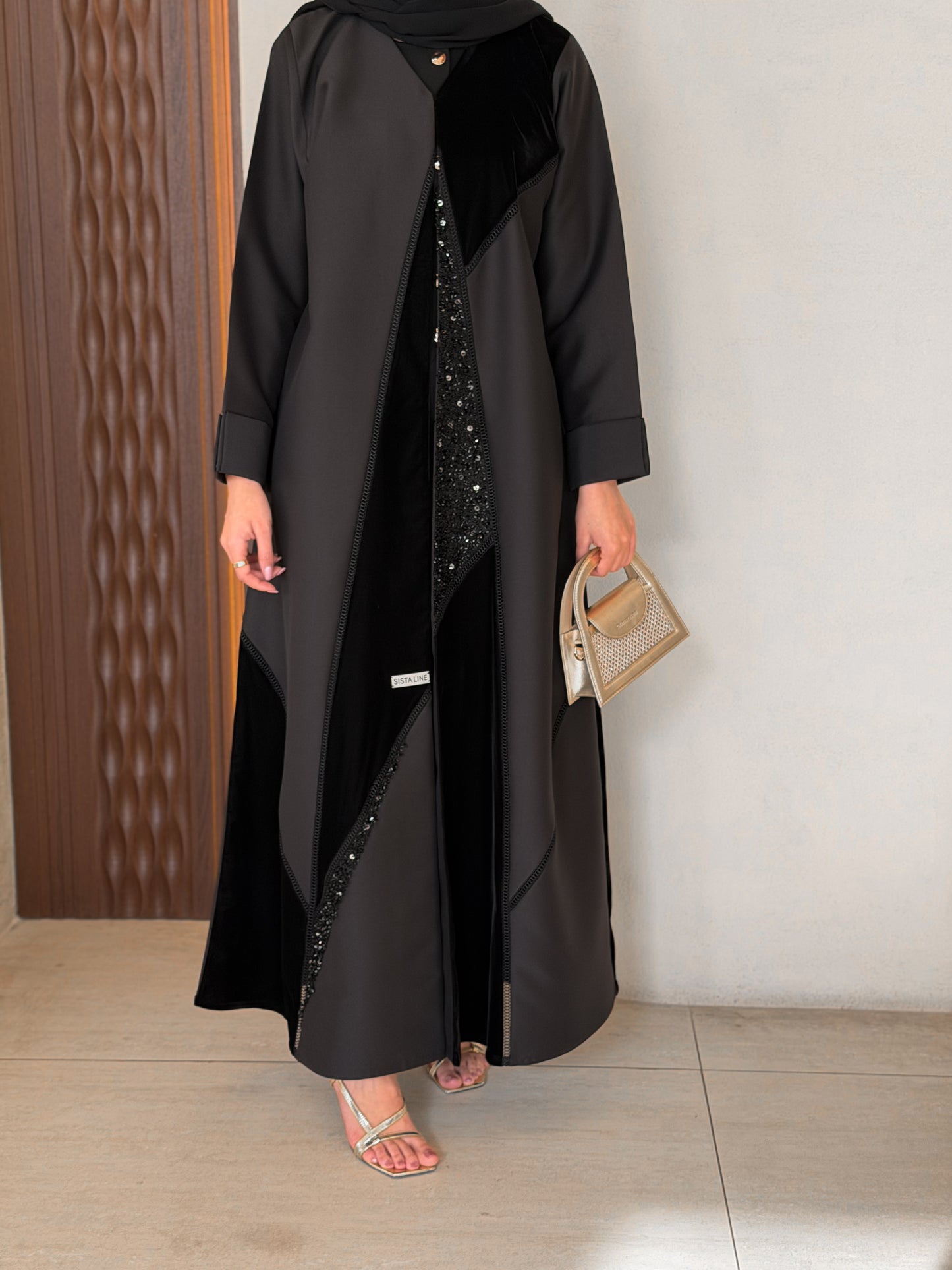 Elegant black embellishments abaya
