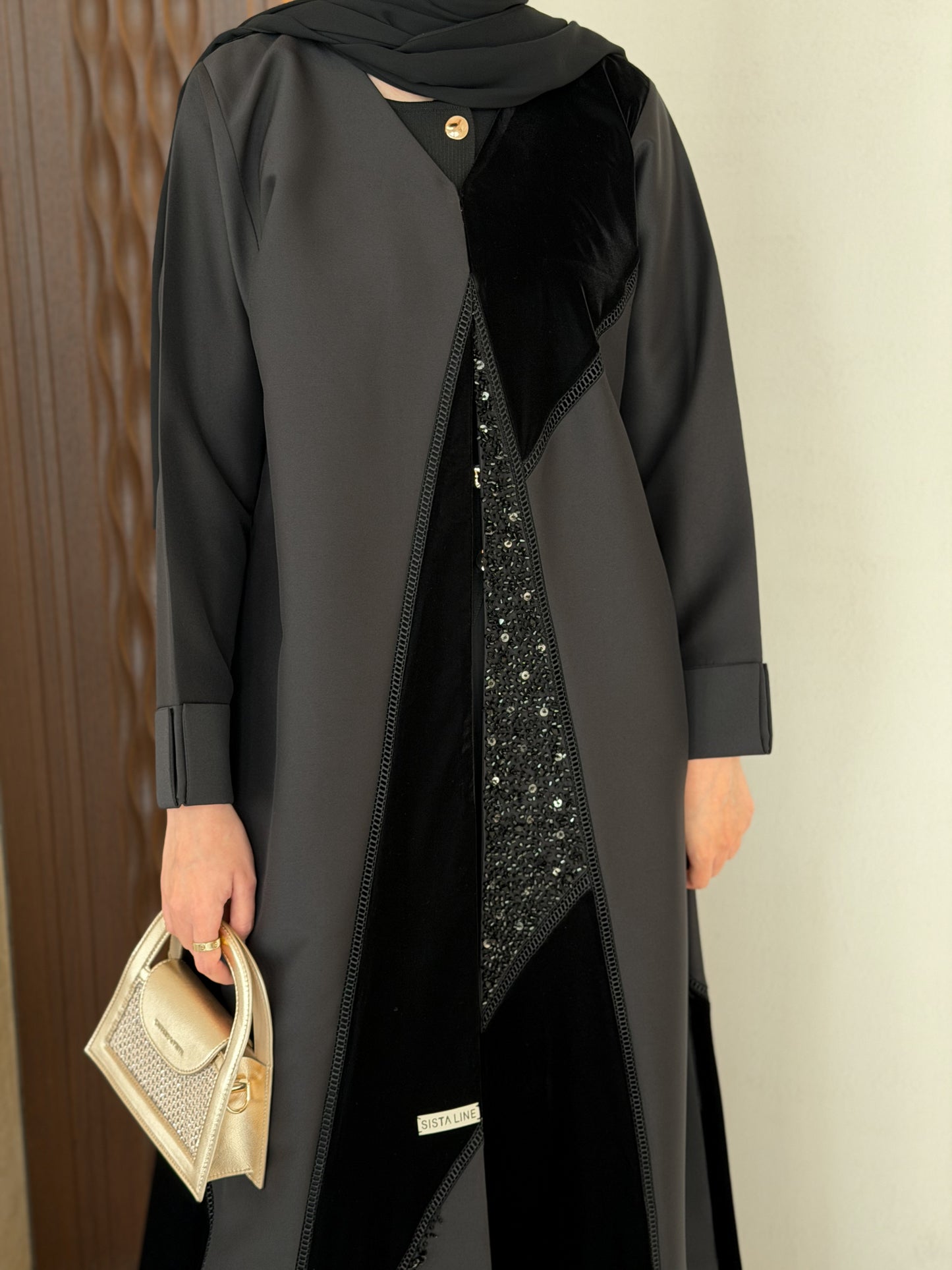 Elegant black embellishments abaya